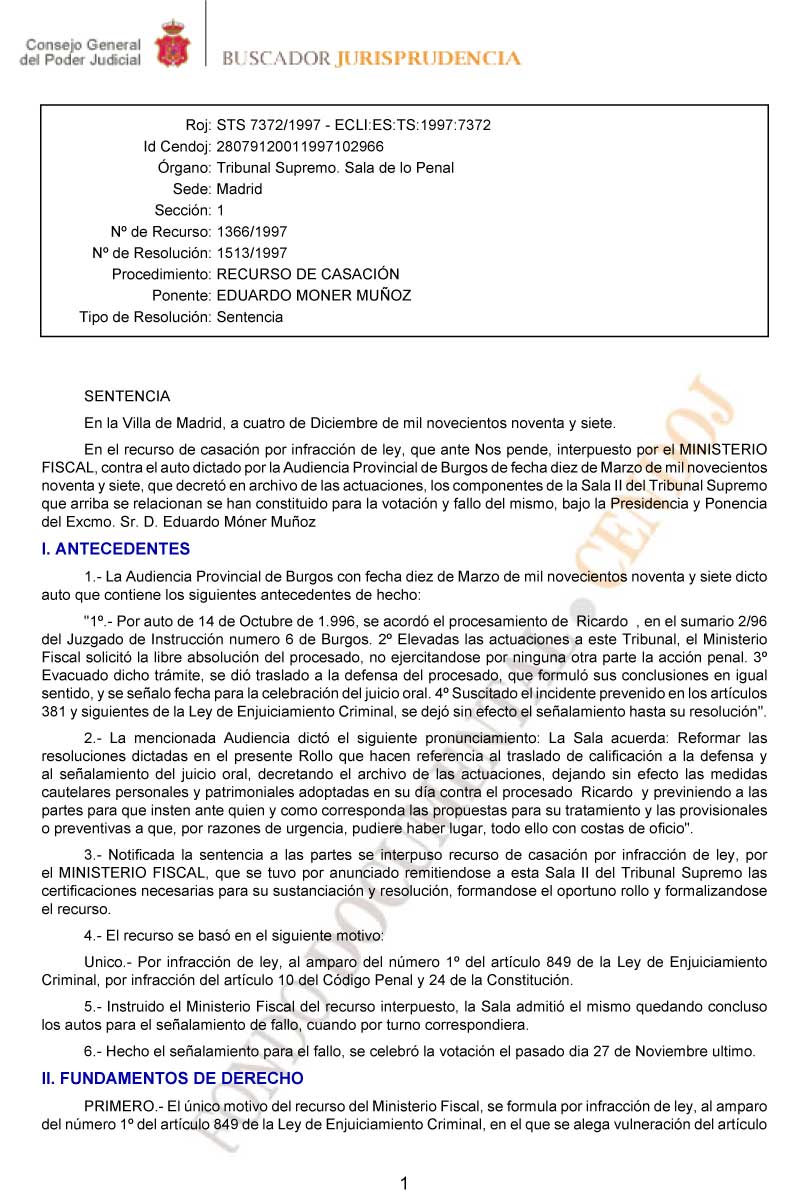 Sentencia Del Tribunal Supremo De 4 De Diciembre De 1997