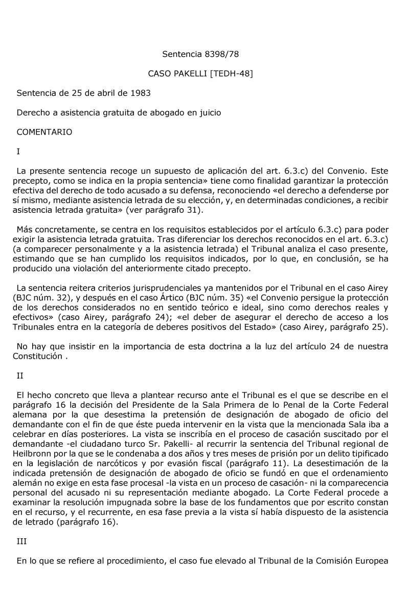 Sentencia TEDH De 25 De Abril De 1983 (Caso Pakelli)